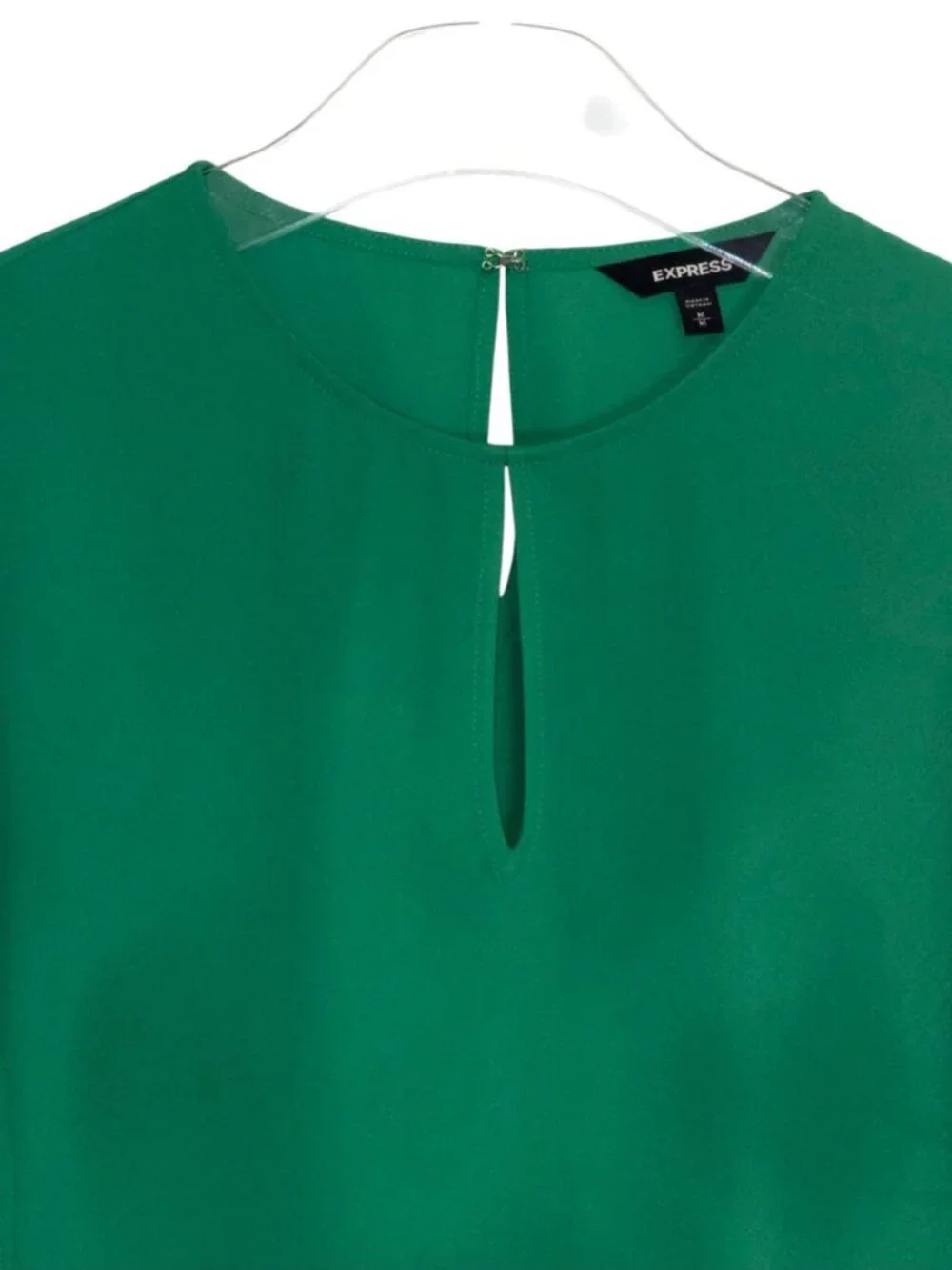 Express Kelly Green Flutter Sleeve Blouse Top Medium - Picture 4 of 6